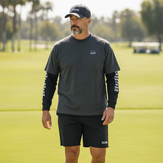 golf4649オフセットポロTシャツ - 革新的ハイブリッドデザイン | 秋冬ゴルフウェア